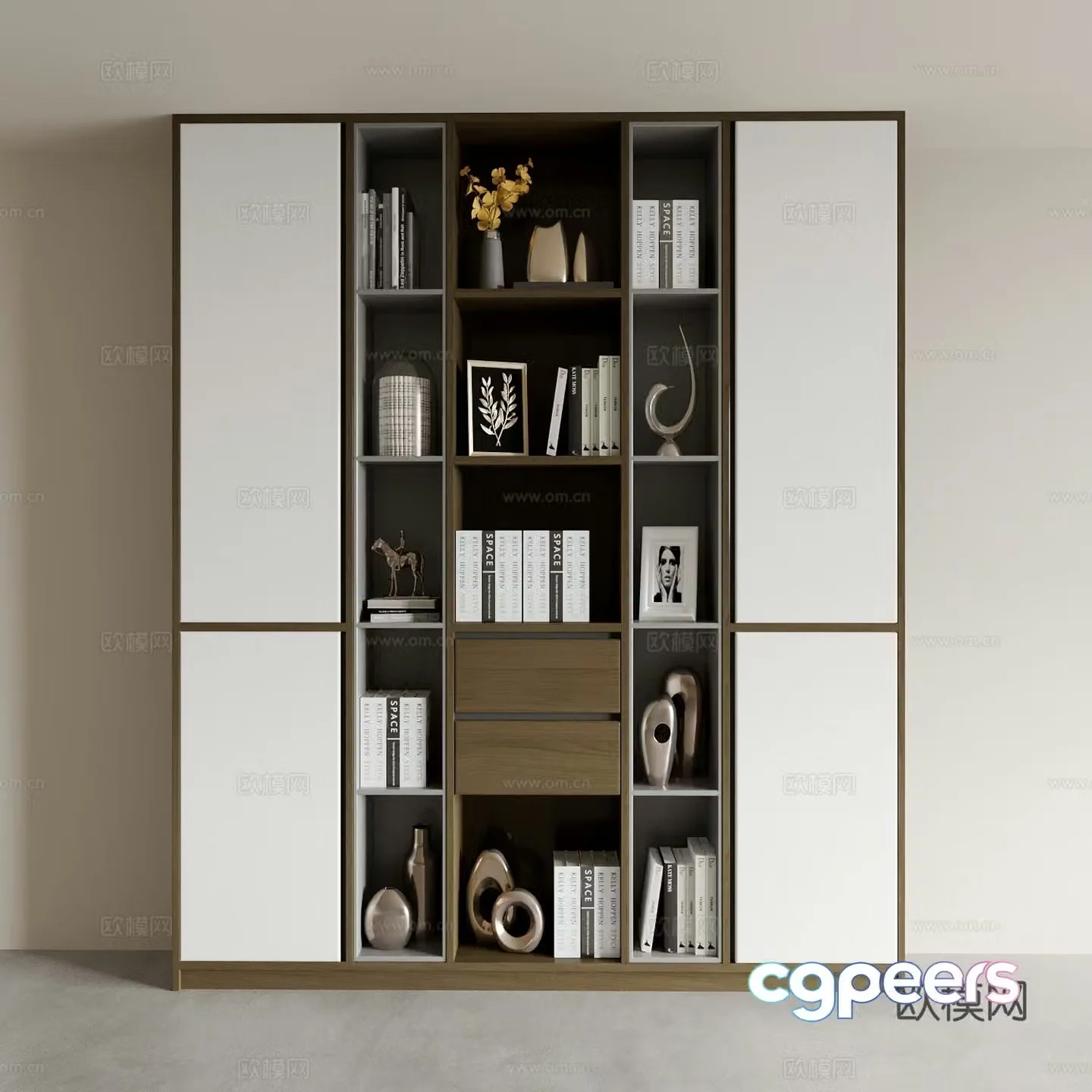 Modern bookcase display cabinet storage cabinet 3d model