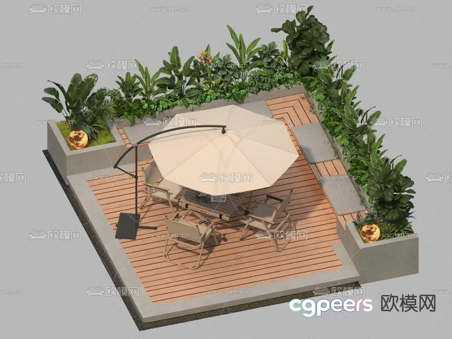 Outdoor tables and chairs camping tables and chairs parasol 3D model