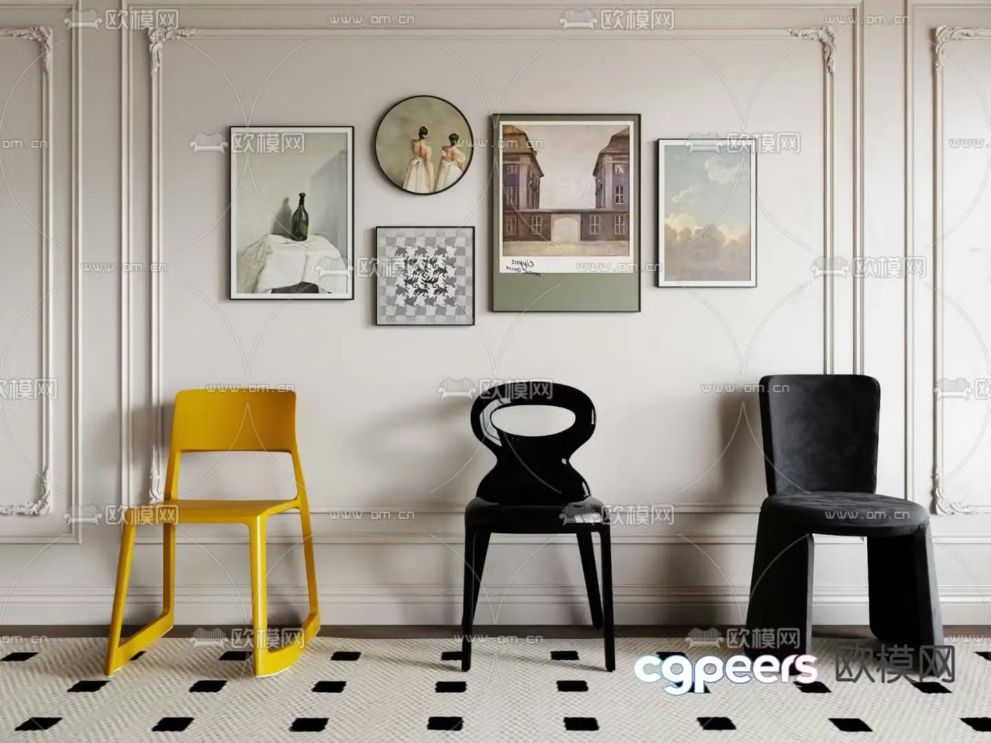 Modern chair dining chair 3d model