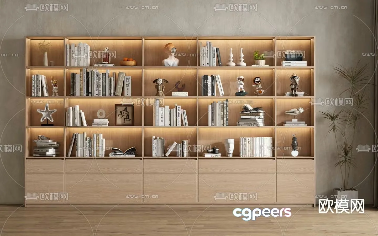 Modern bookcase bookshelf 3d model