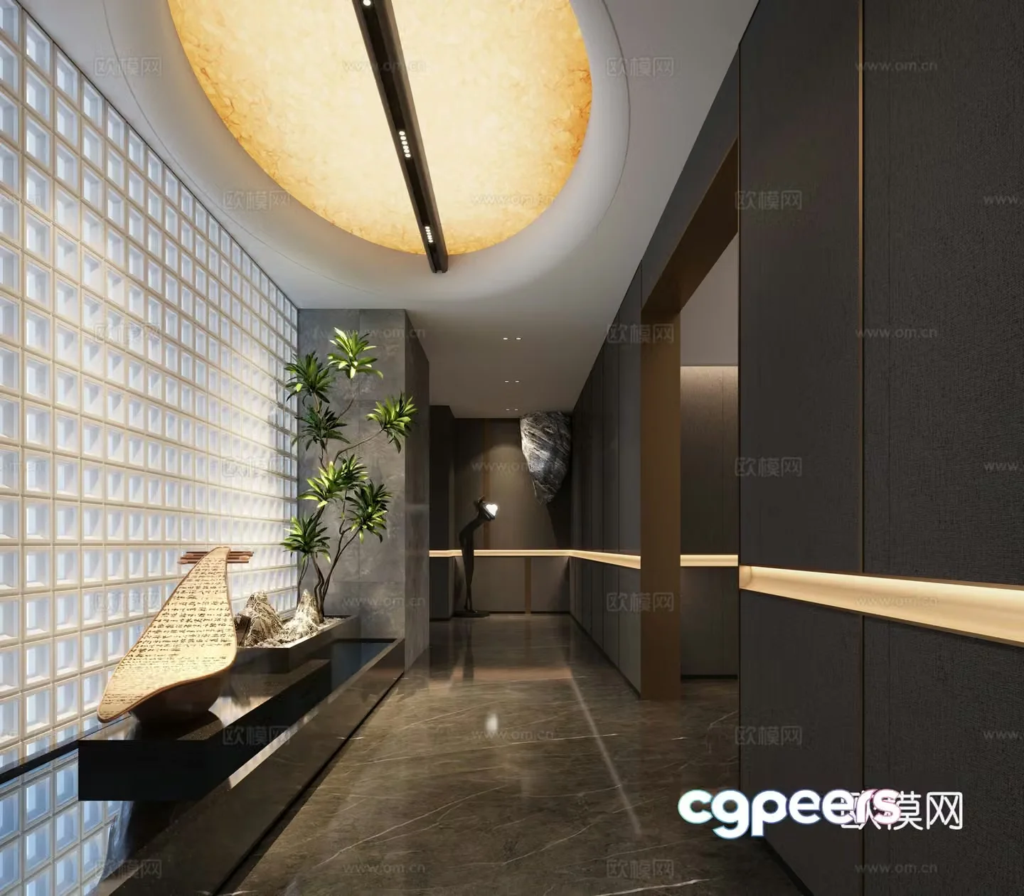 New Chinese style club aisle hotel aisle 3d model
