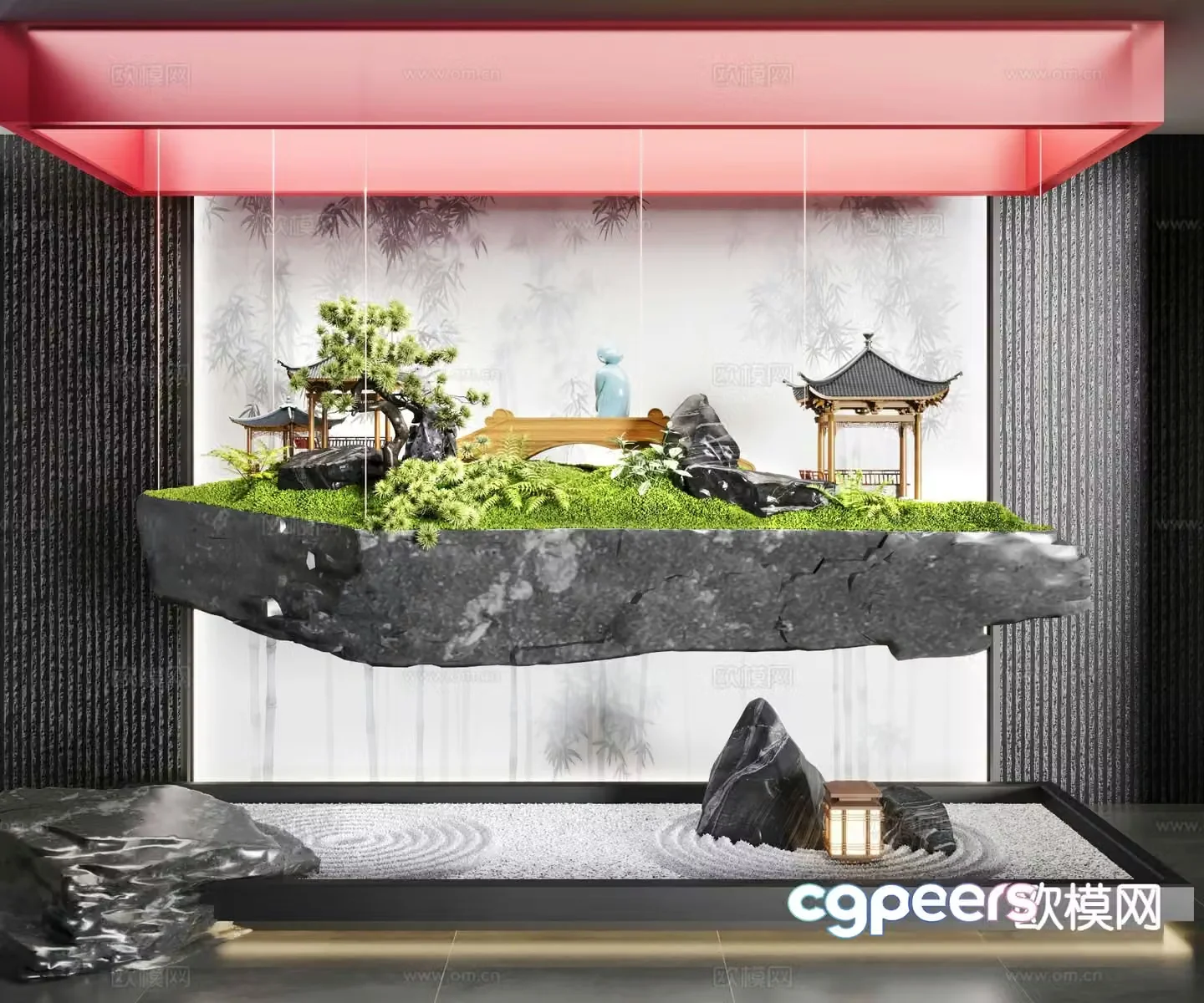 Interior landscape hanging device 3d model