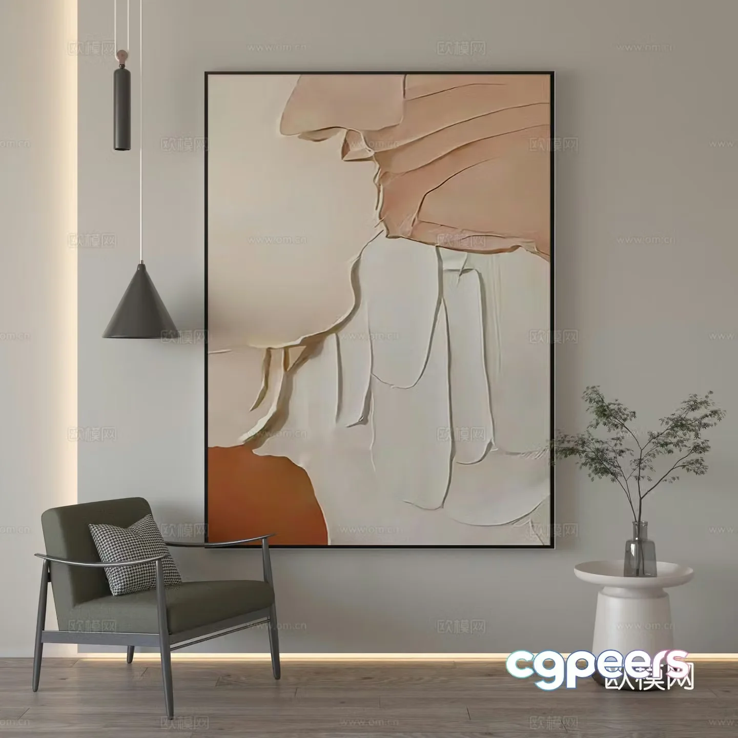 Wasabi wind abstract texture decoration painting 3d model