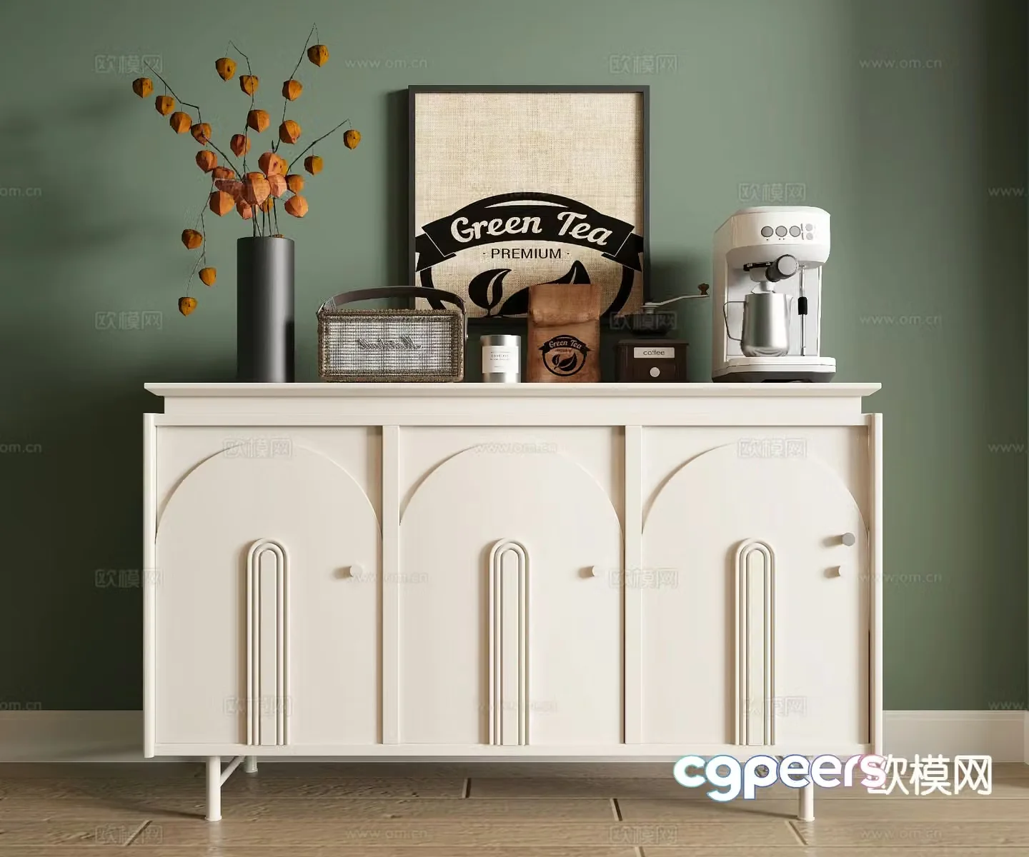 Cream style sideboard 3d model