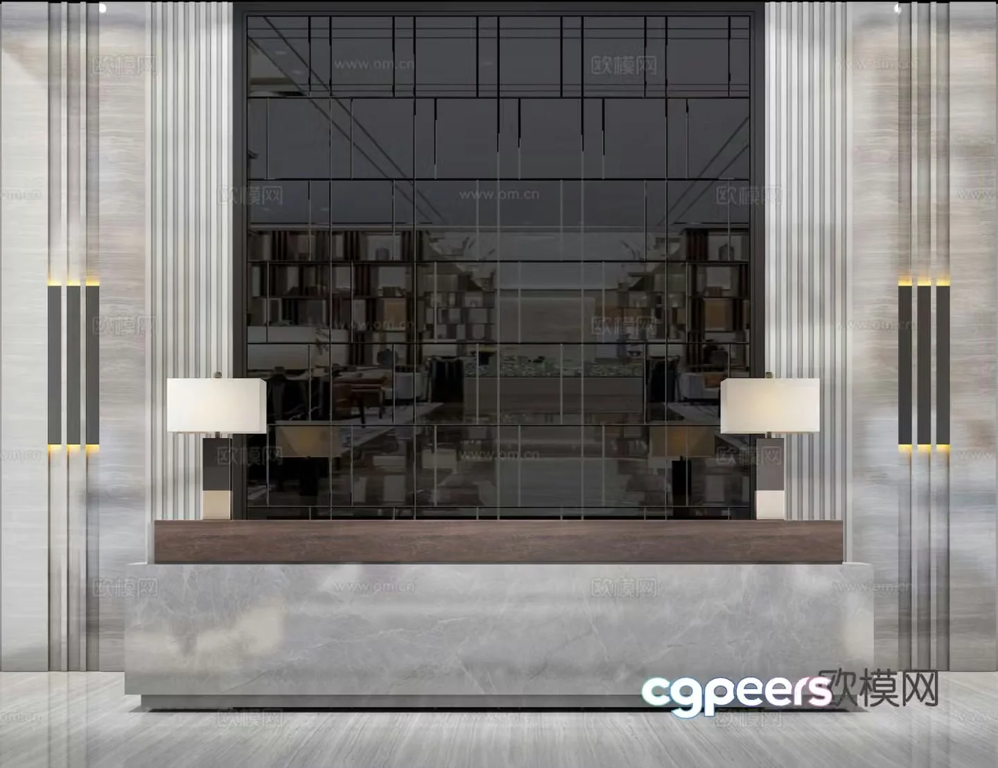 Modern front desk reception desk service desk 3d model