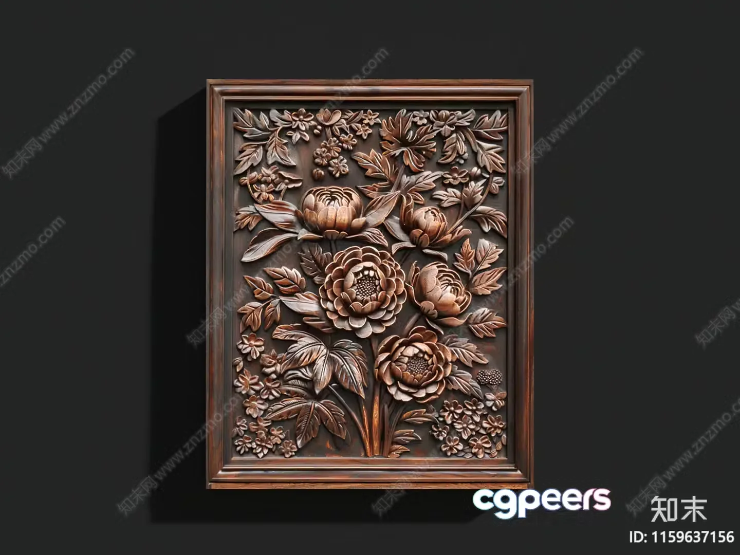 The Main Subject Is A Wooden Carving Of Flowers Characterized By Its Intricate Design 3D Model – 8361 – VRAY Render
