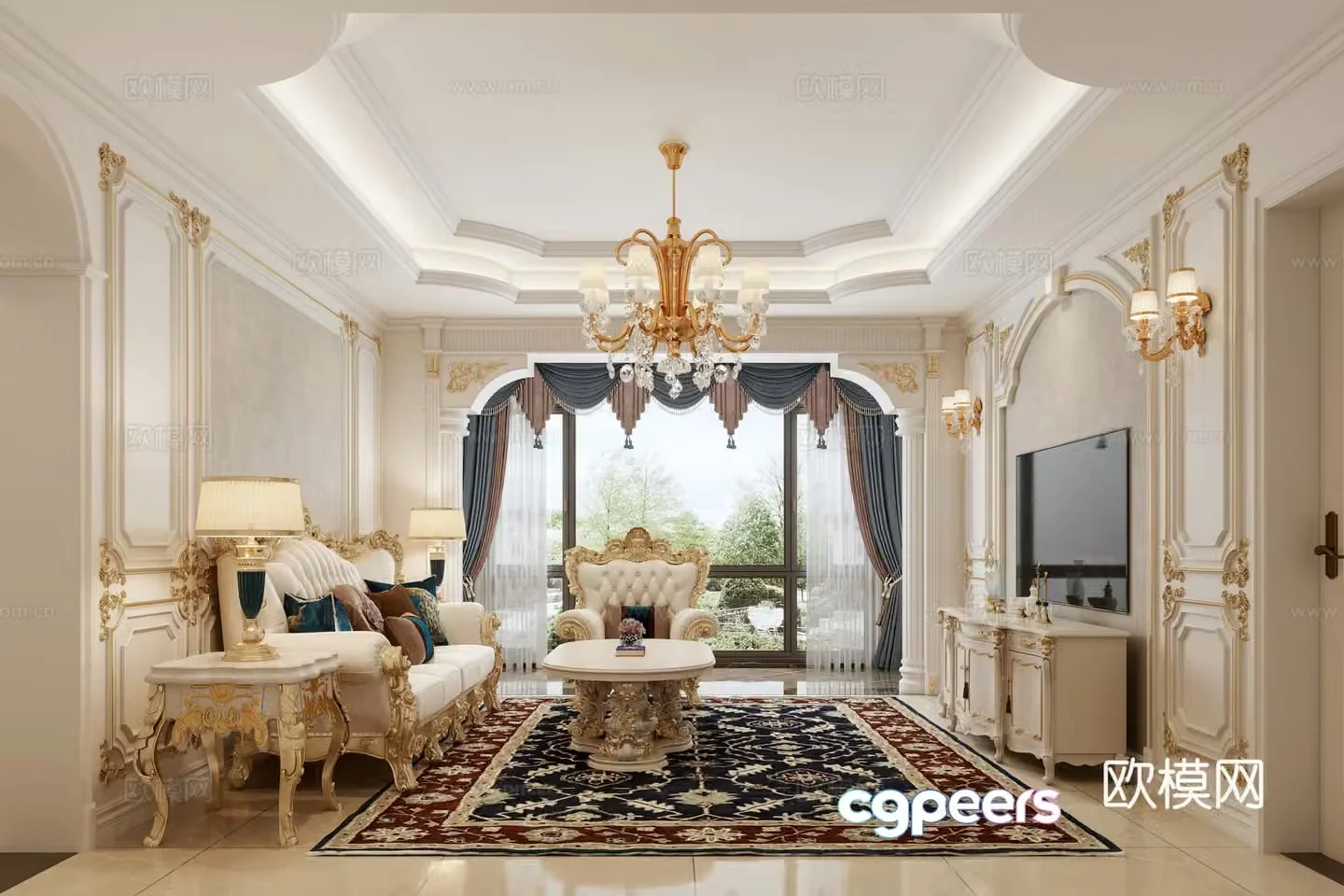 European living room 3d model