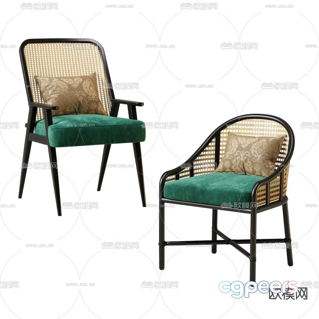 Medieval style rattan chair leisure chair 3d model