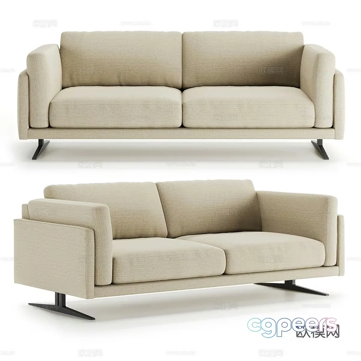 3d model of double sofa