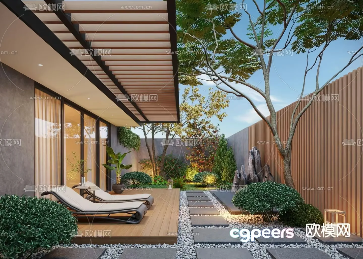Modern Outdoor Space 3D Model – 13823 – CORONA Render
