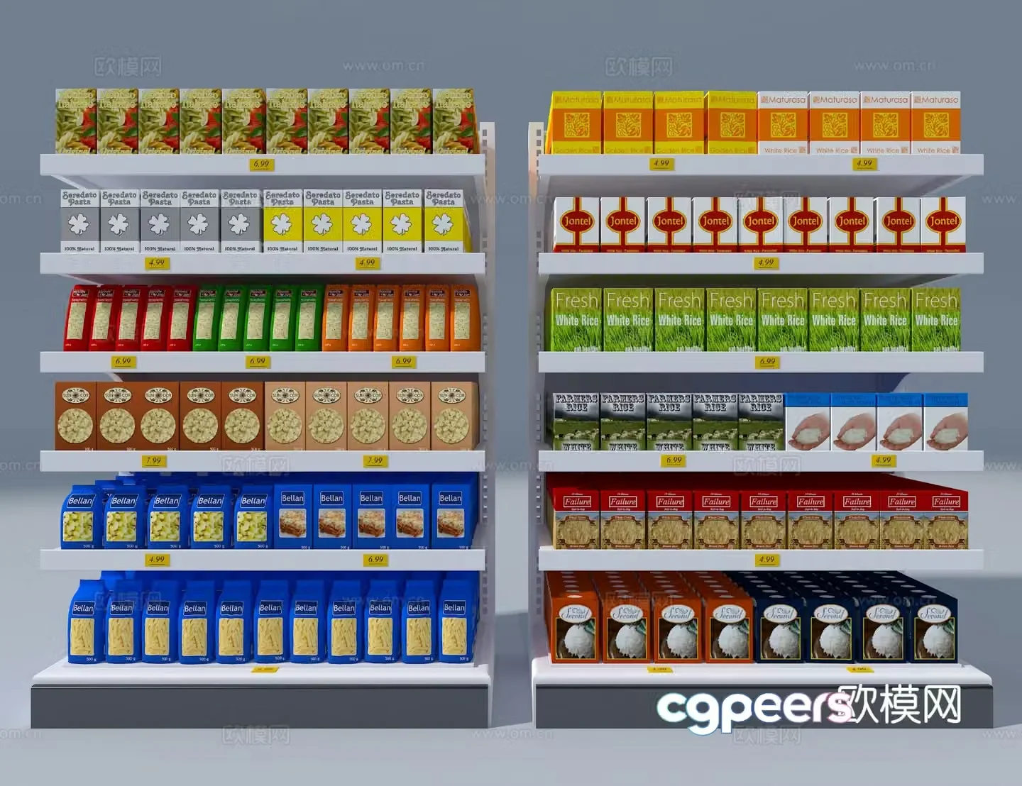 Supermarket shelves snack shelves 3d model