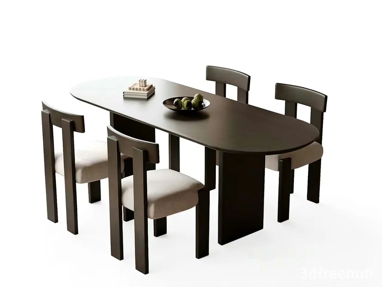 A Dining Table With Four Chairs 3D Model – 23335 – VRAY Render