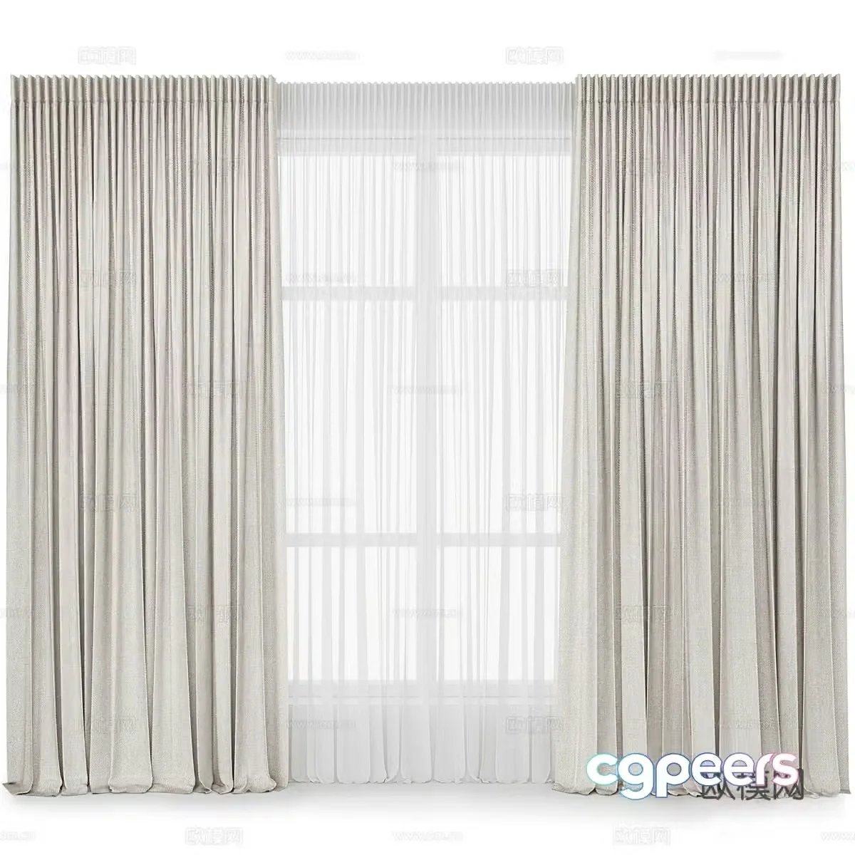 New Chinese style fabric curtain 3D model