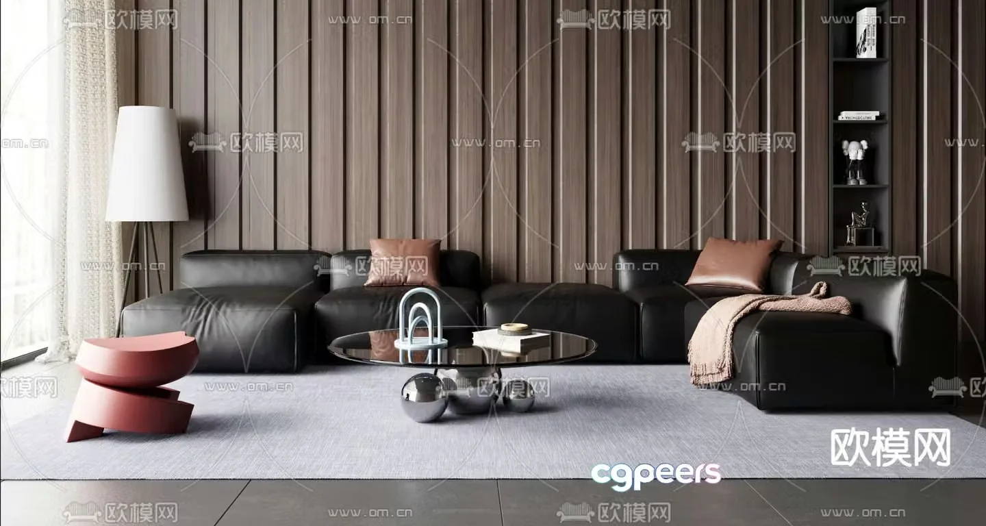 Leather sofa modular sofa 3d model