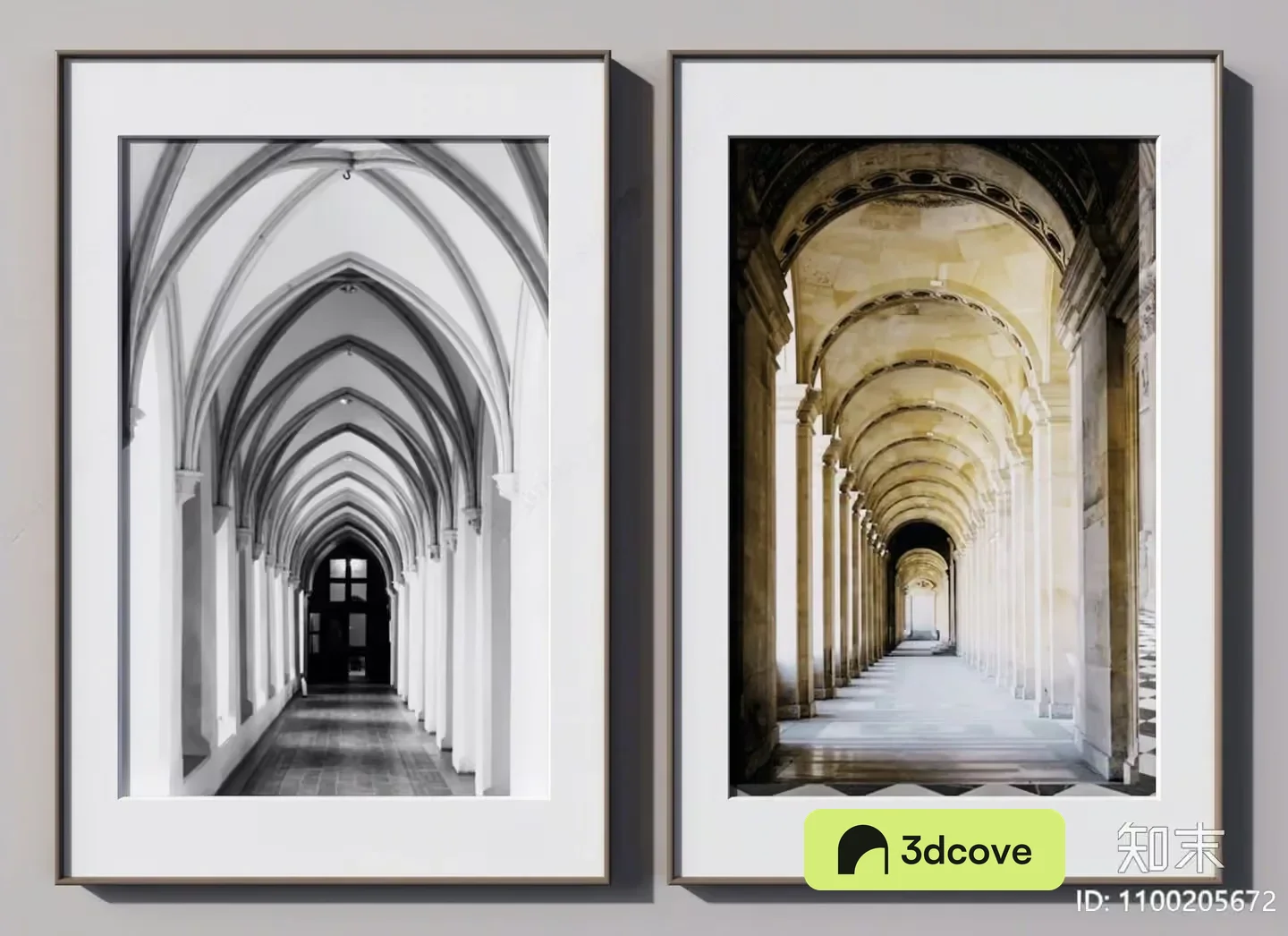 Two Framed Black And White Photographs Of Archways