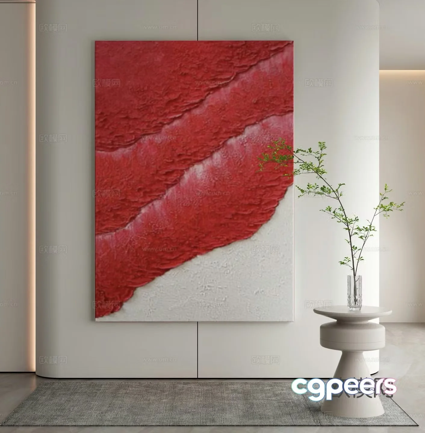 Modern texture painting decorative painting 3d model
