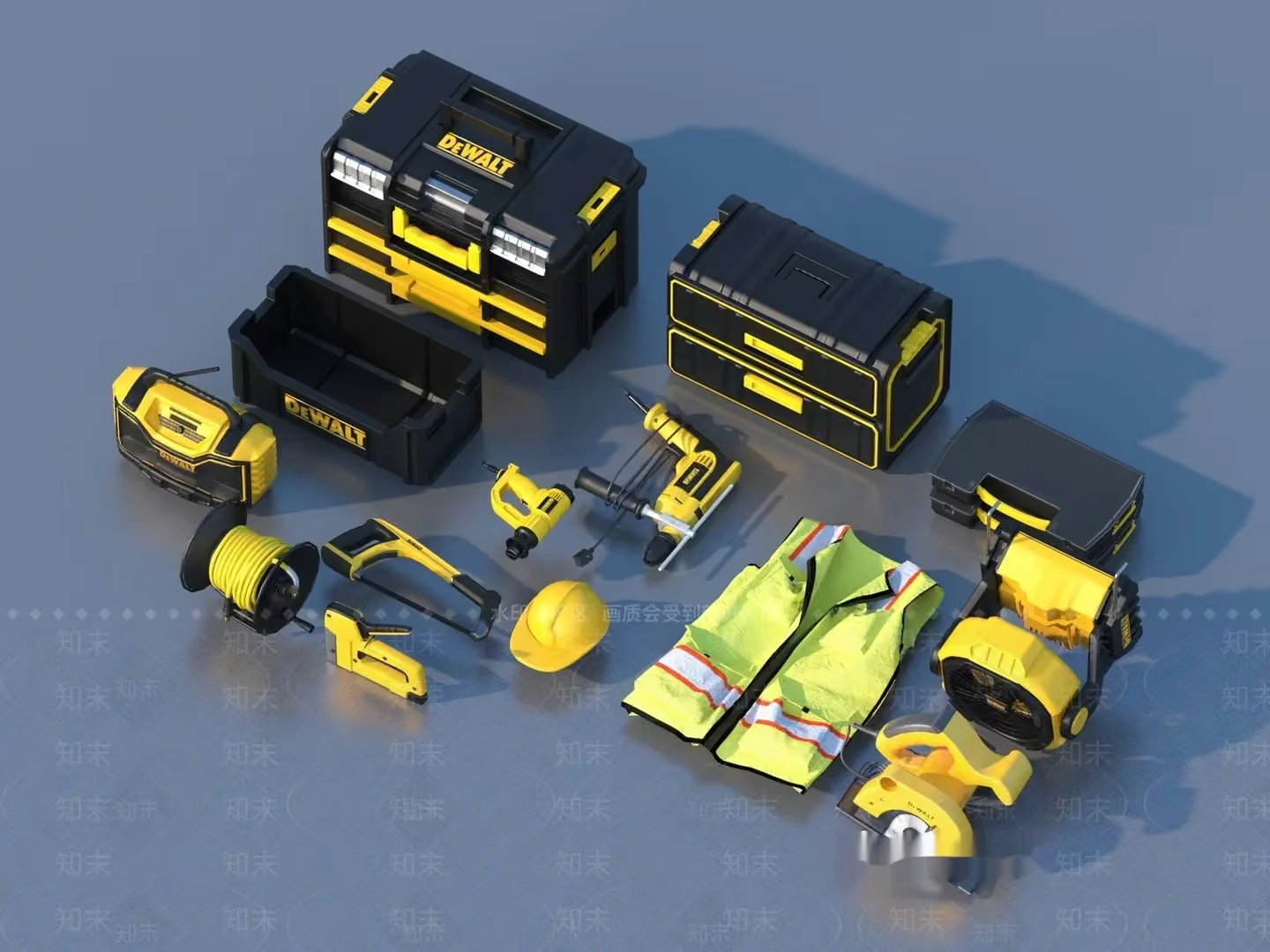 Yellow And Black Tools 3D Model – 14457 – VRAY Render