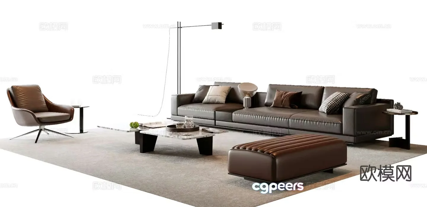 Italian sectional sofa 3d model