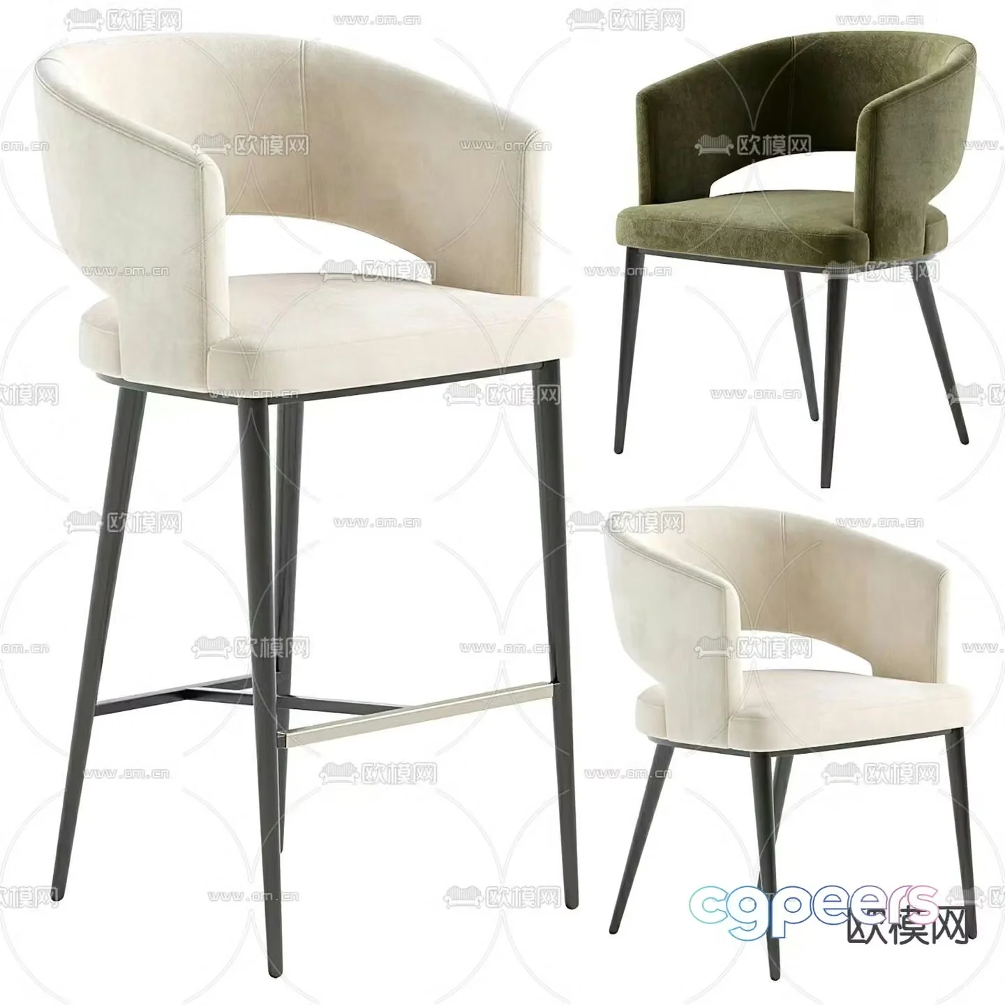 Circa bar stool bar stool high stool 3d model