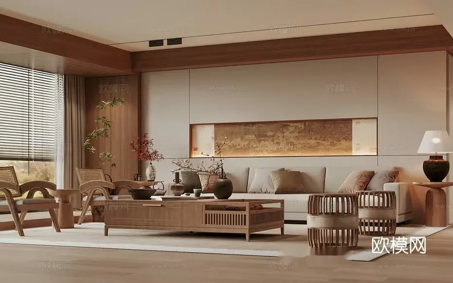 Modern Living Room 3D Model – 23107 – VRAY Render