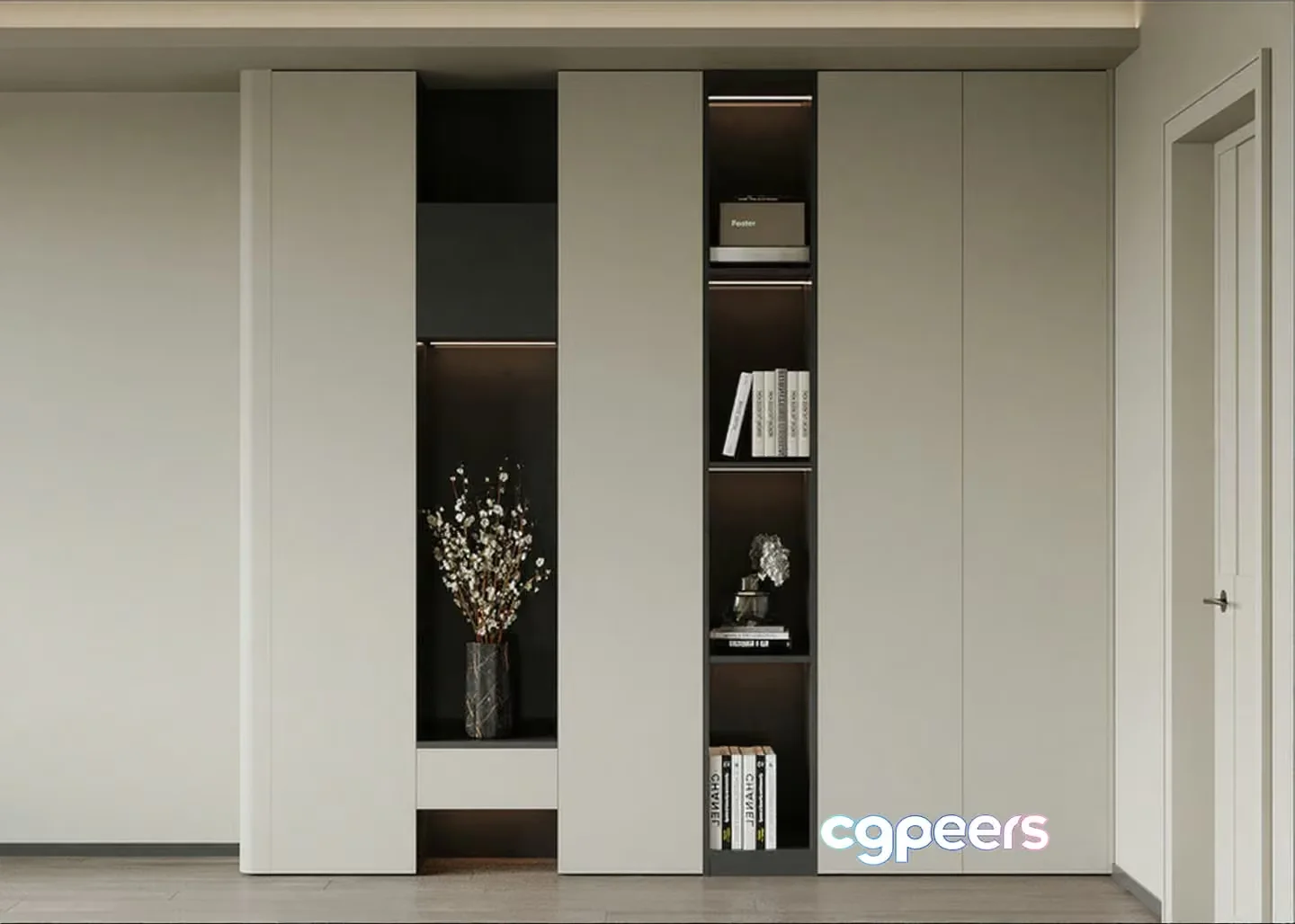 Modern Bookshelf 3D Model – 14152 – VRAY Render