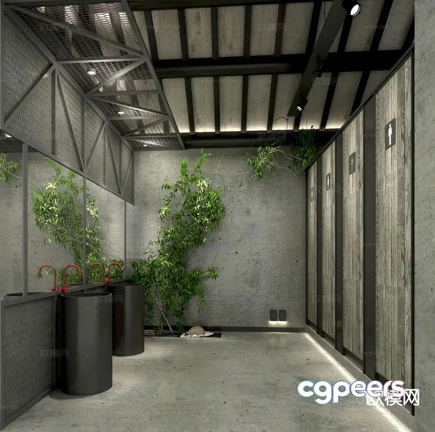 Industrial style bathroom bathroom 3d model