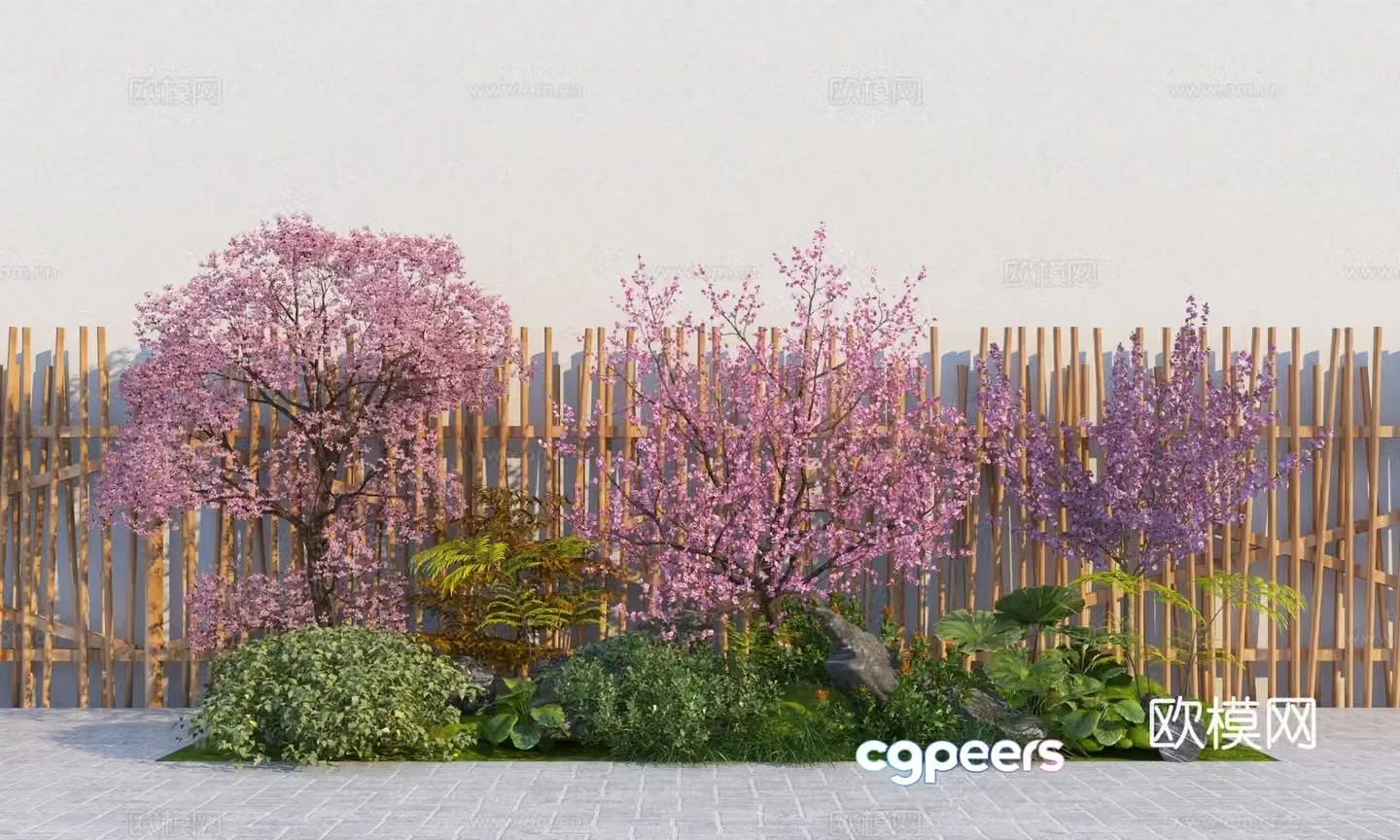 Modern landscape tree cherry blossom flower tree 3d model