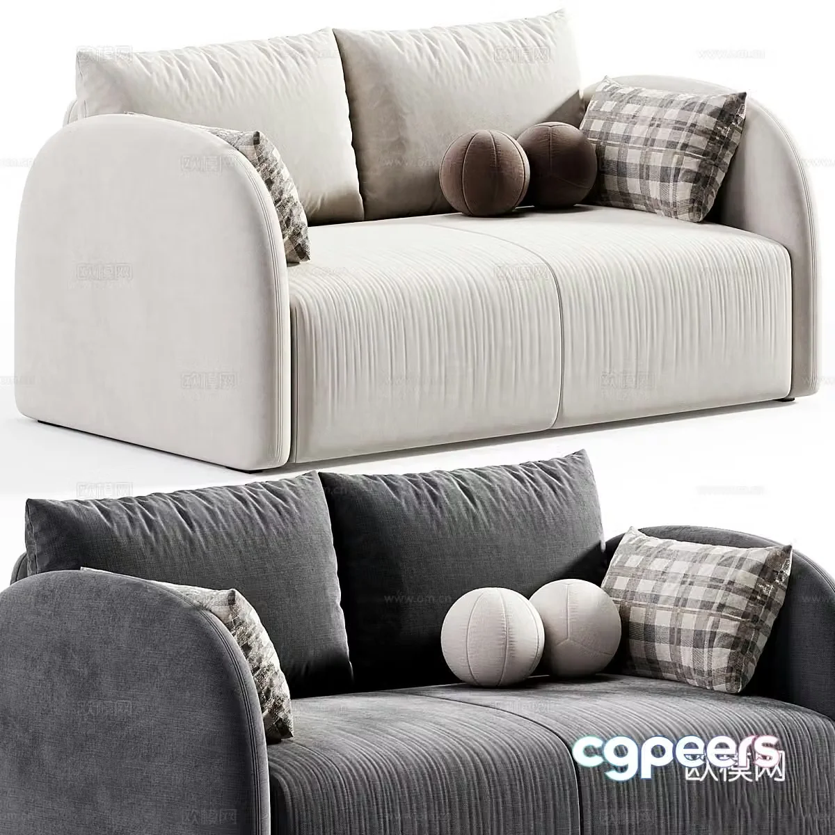 Modern Italian cream style fabric casual sofa 3d model