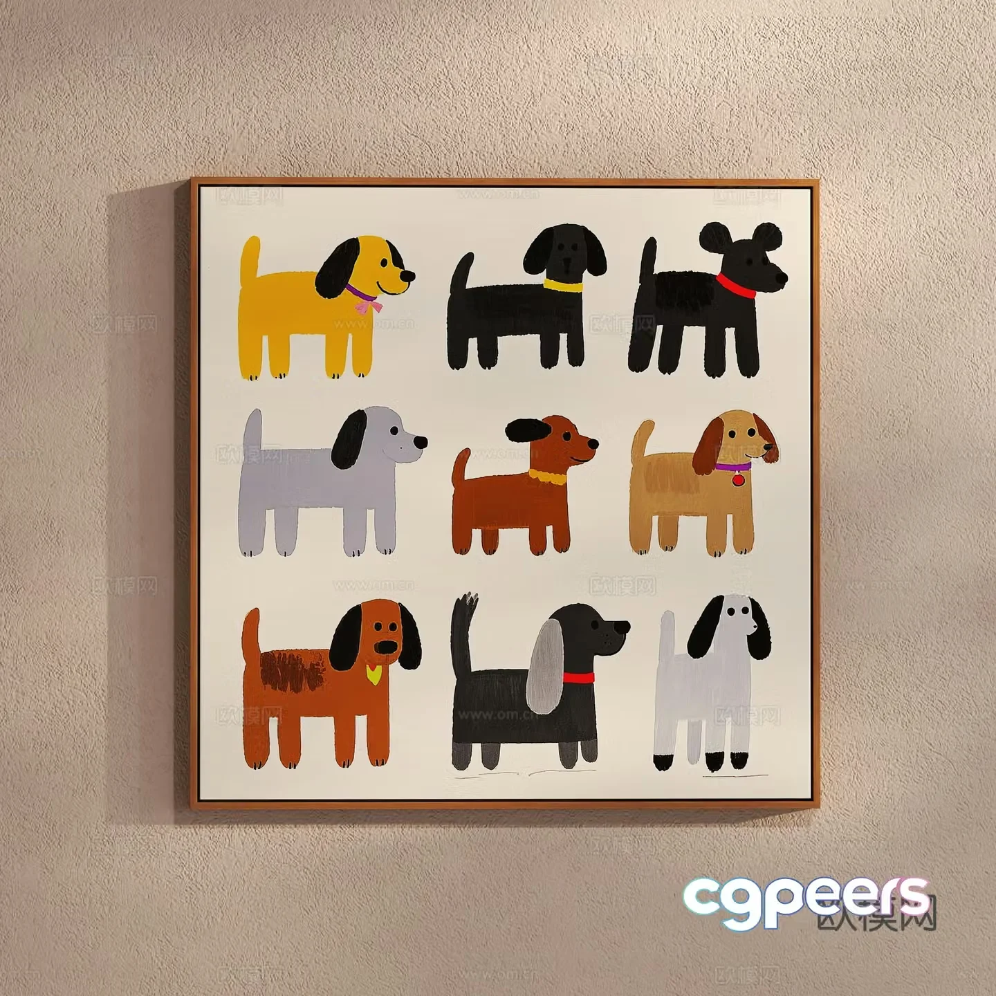 Creamy puppy painting children’s hanging painting 3d model