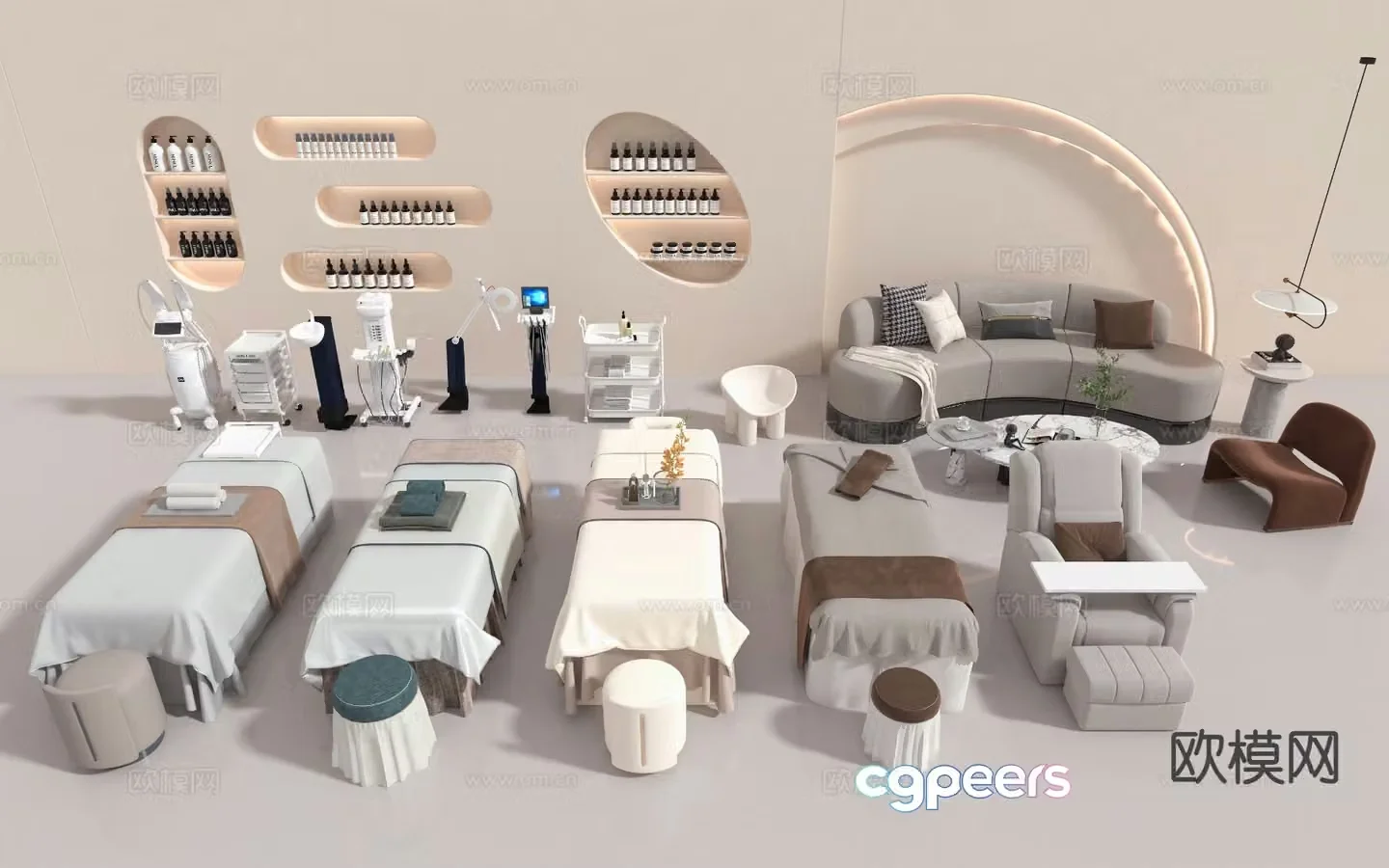 Beauty SPA massage bed physiotherapy bed shampoo bed 3d model