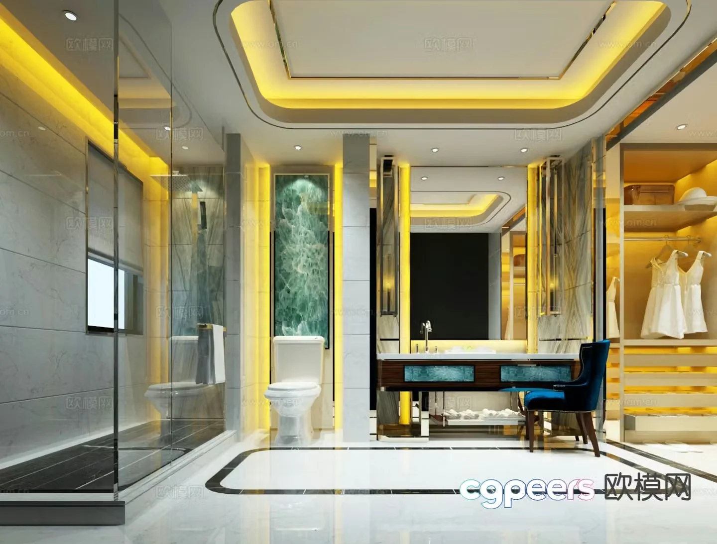 Light luxury bathroom luxury bathroom toilet 3d model