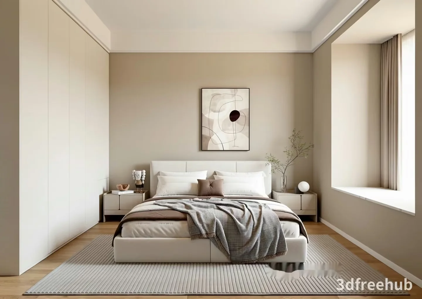 Cozy Modern Bedroom 3D Model – 23542 – VRAY Render