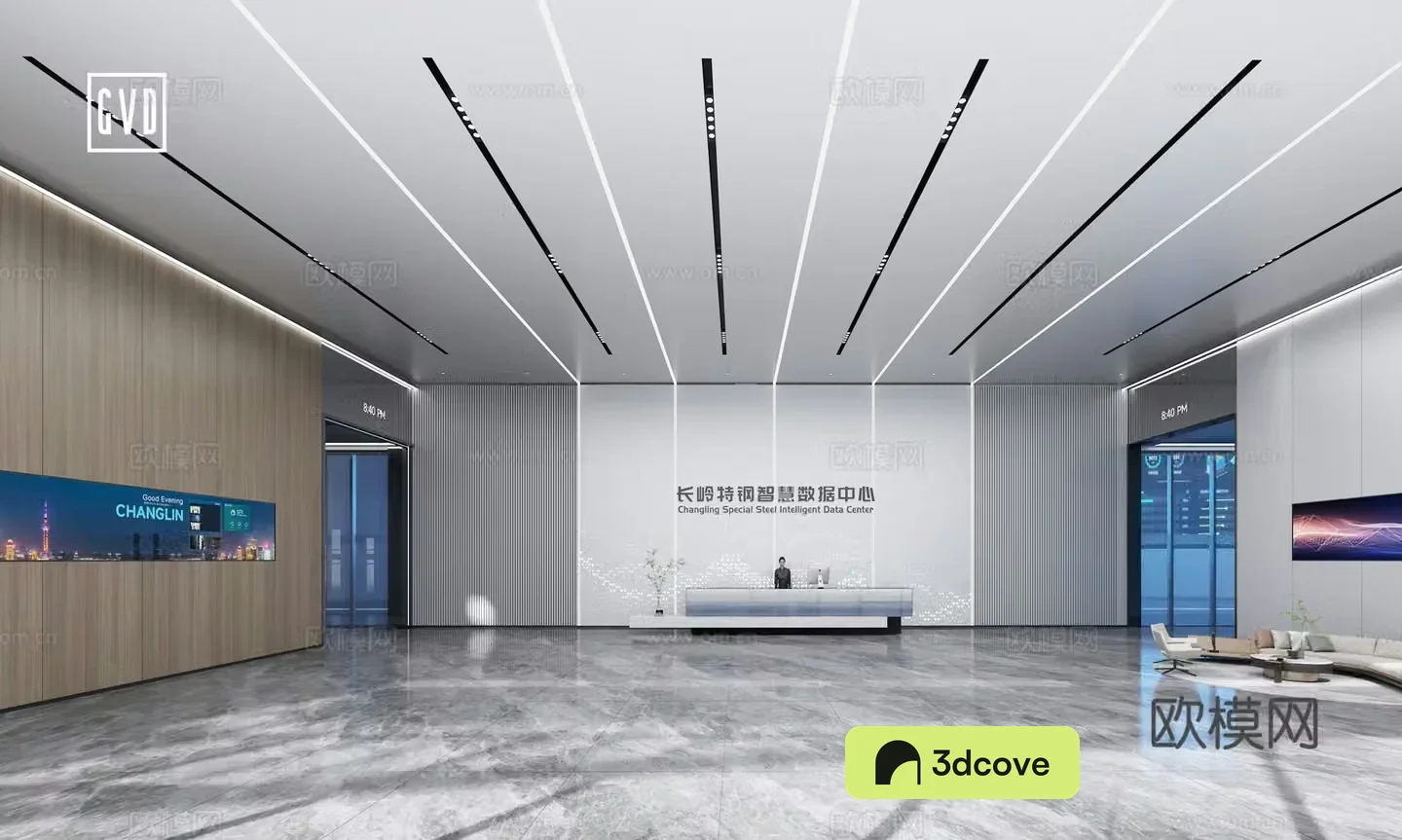 Technology hall high-end hall steel metallurgy hall reception hall visit hall foyer entry