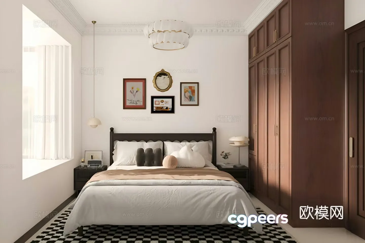 American retro bedroom 3d model