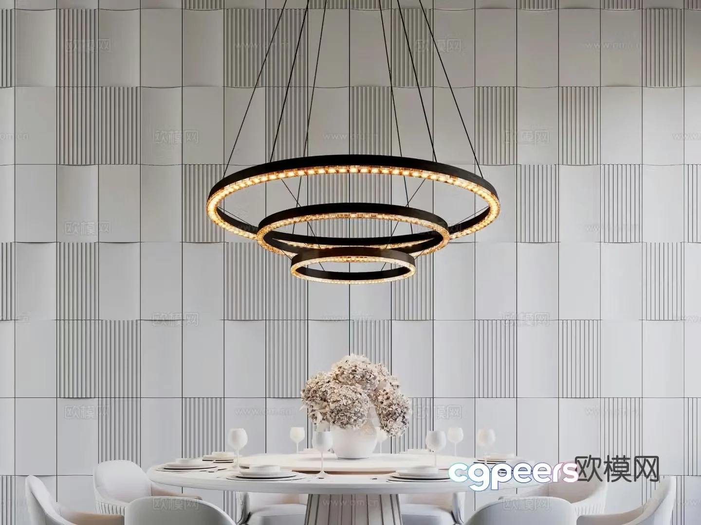 Modern circular chandelier 3d model