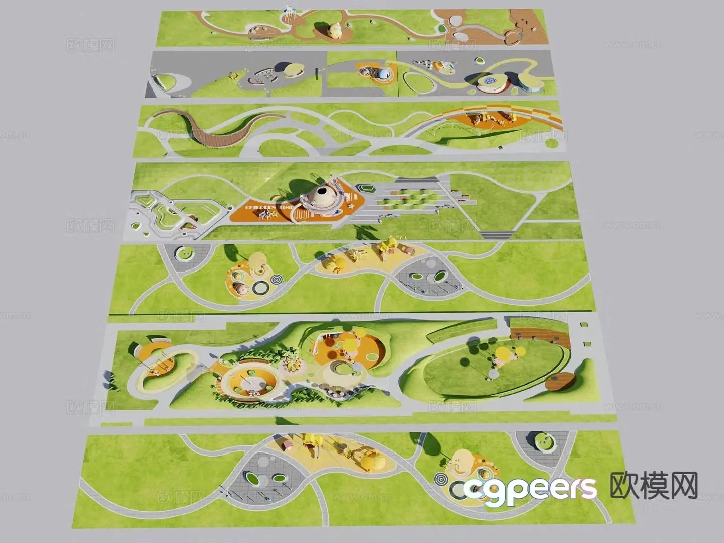 pocket park garden landscape 3d model
