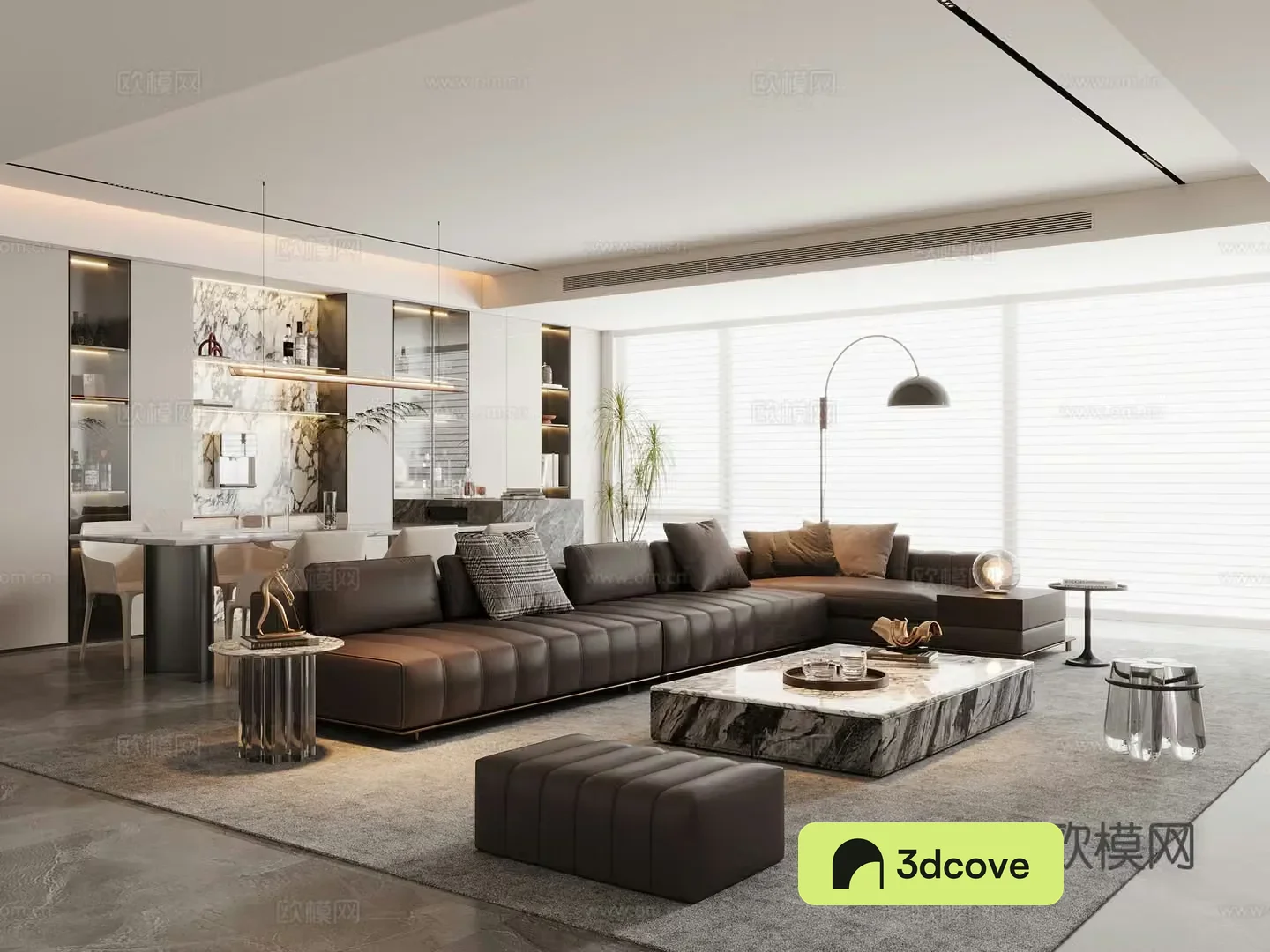 Italian living room horizontal hall sofa and coffee table combination sofa chair dining table and chair sideboard wine cabinet