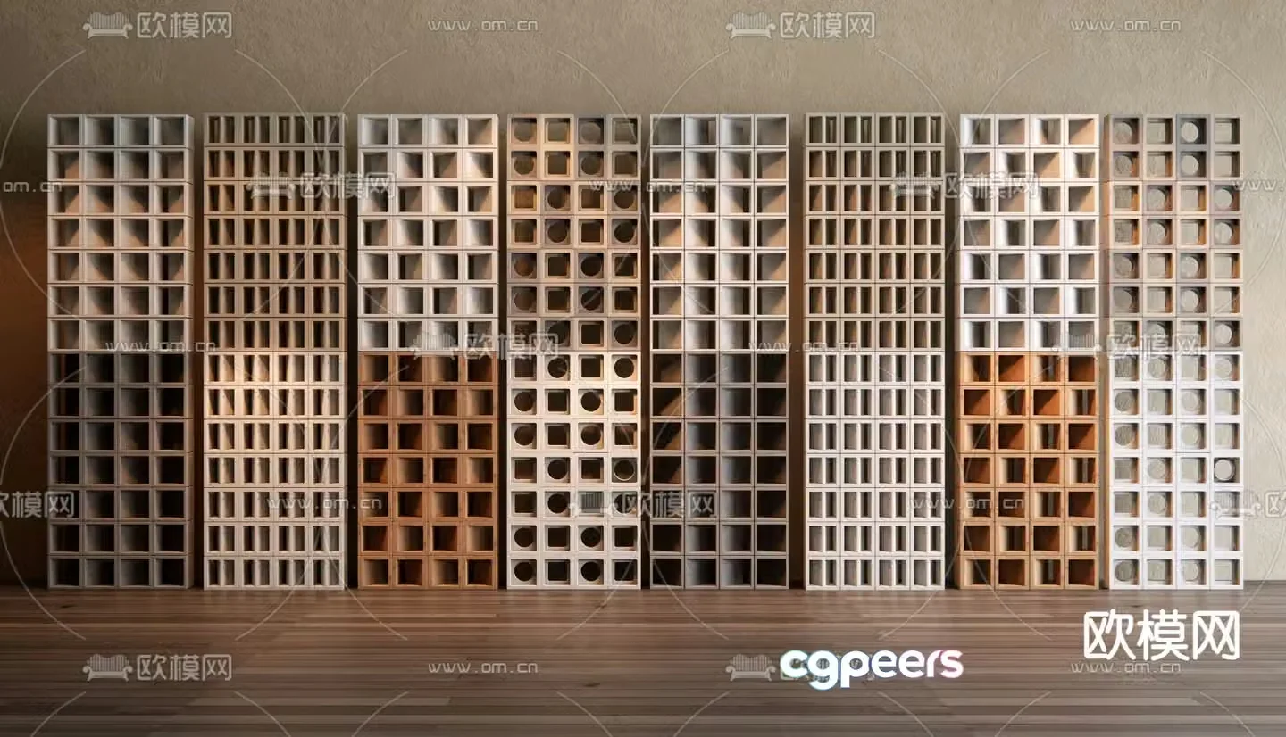 Cement brick partition modeling brick hollow wall 3D model