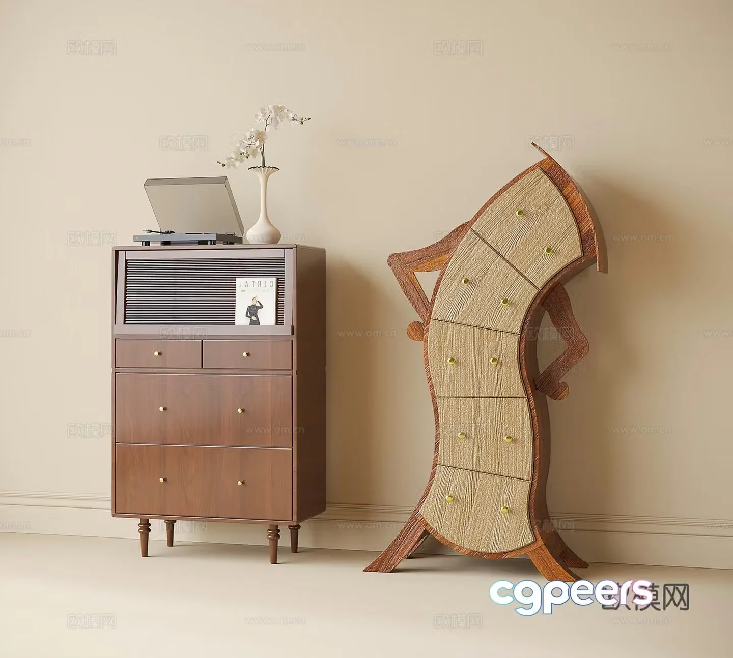 Modern decorative cabinet side cabinet storage cabinet 3d model