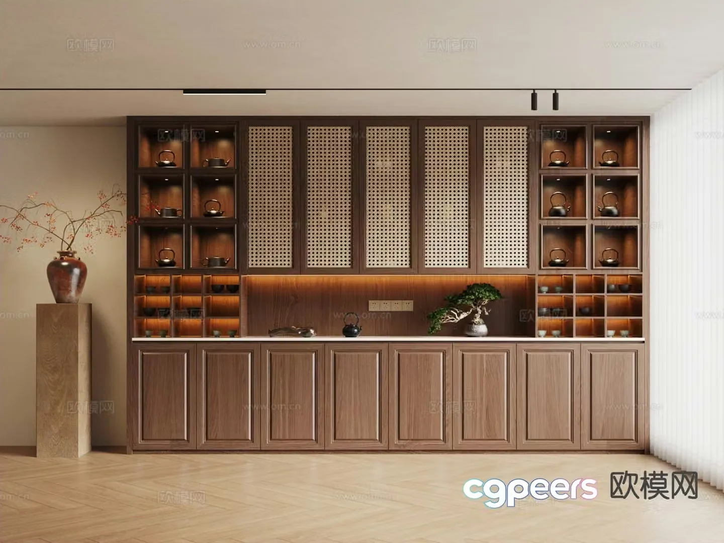 New Chinese style tea cabinet decorative cabinet 3d model
