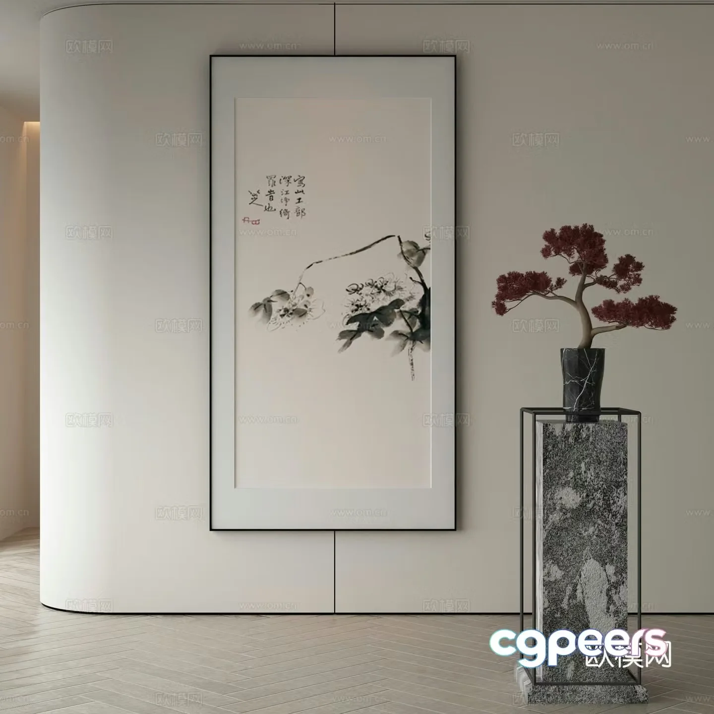 New Chinese style wasabi paintings oil paintings 3D model