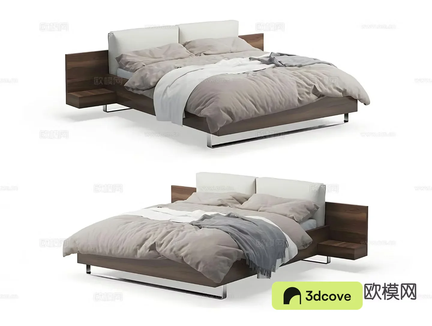 Upholstered double bed bedside table