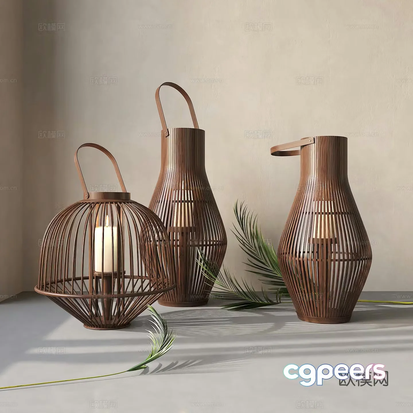 New Chinese style bamboo weaving floor lamp 3D model