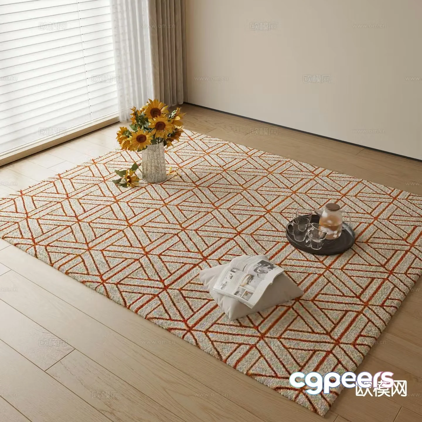 Modern geometric abstract carpet 3d model
