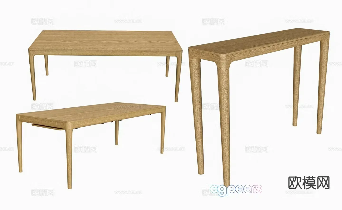 Nordic solid wood dining table 3D model