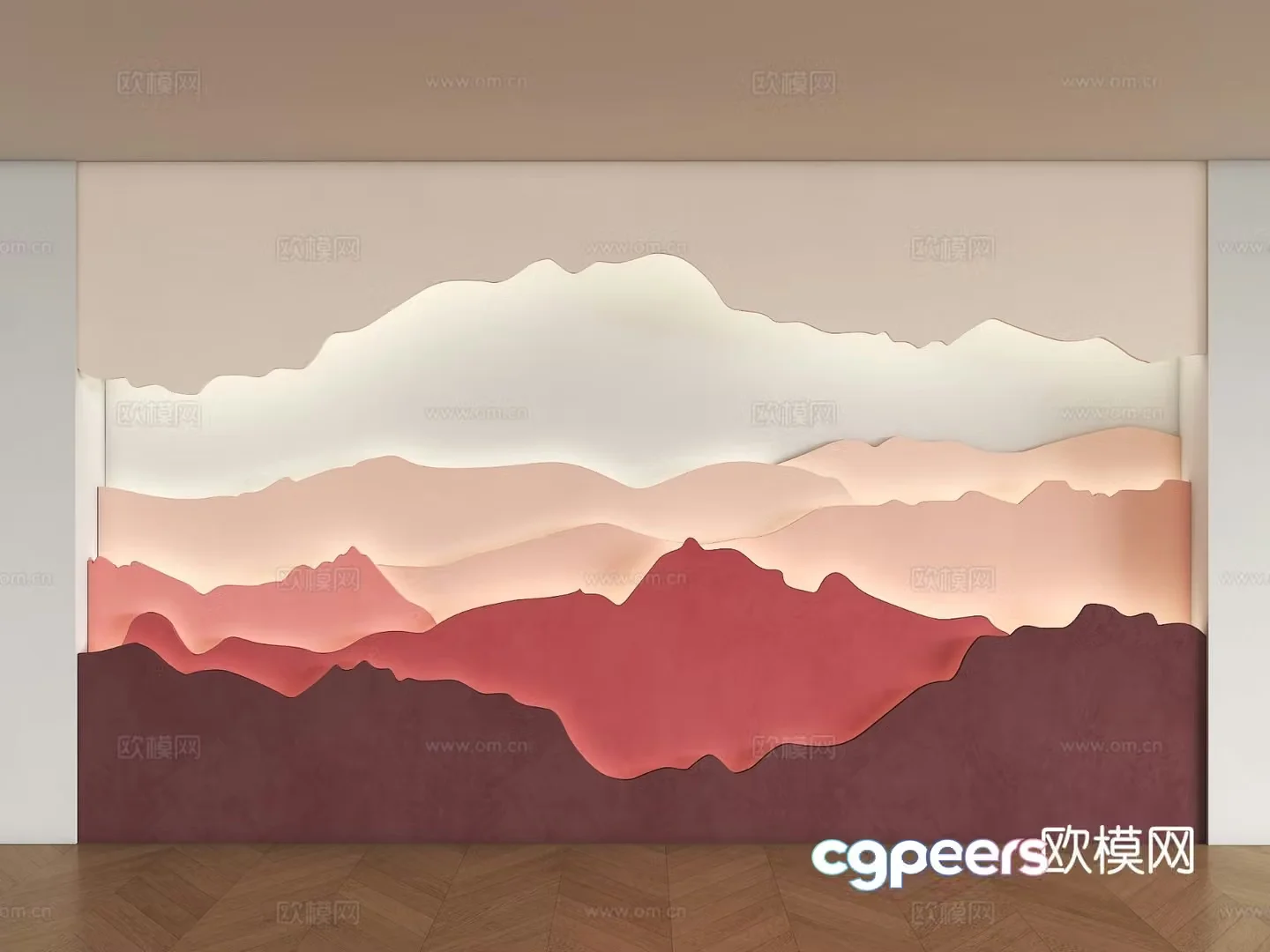 New Chinese style background wall landscape background wall landscape painting ink painting background wall image background popular 3d model