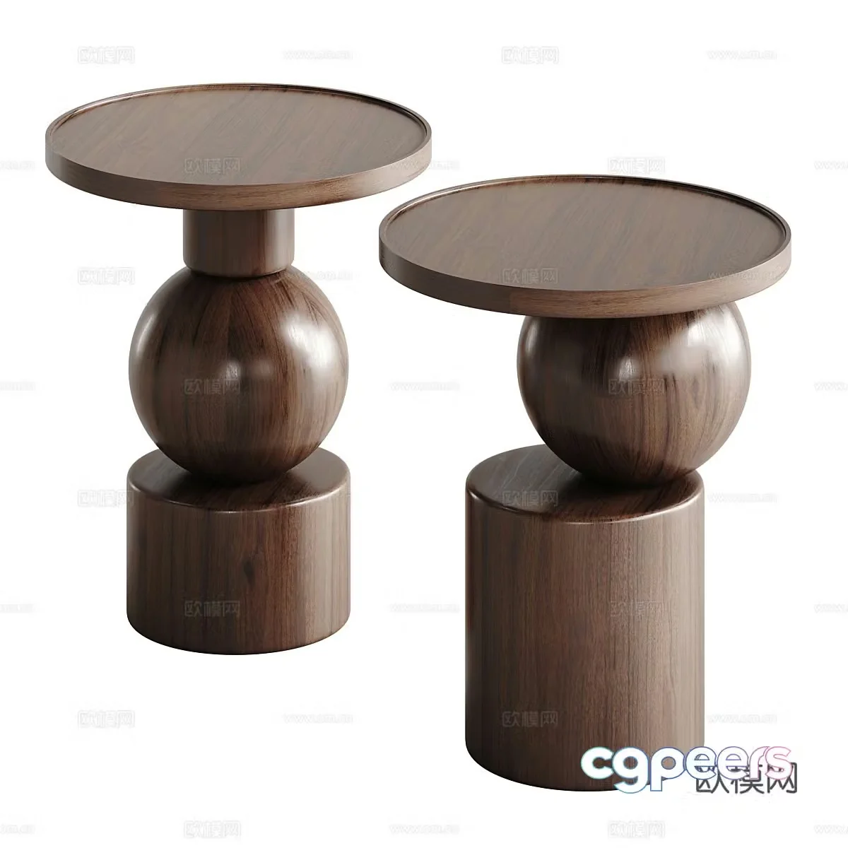 Wasabi wind side table medieval side table round side table bedside table sofa side table solid wood side table art 3D model