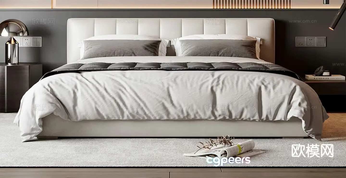 Italian double bed 3d model