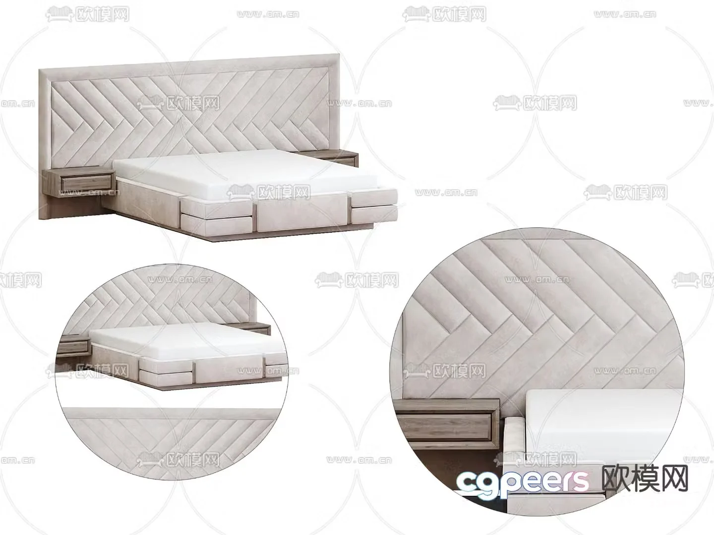 Modern double bed 3d model