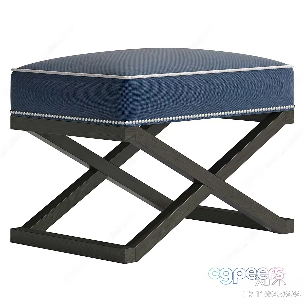 A Blue Bench With A Wooden Frame 3D Model – 15573 – CORONA Render